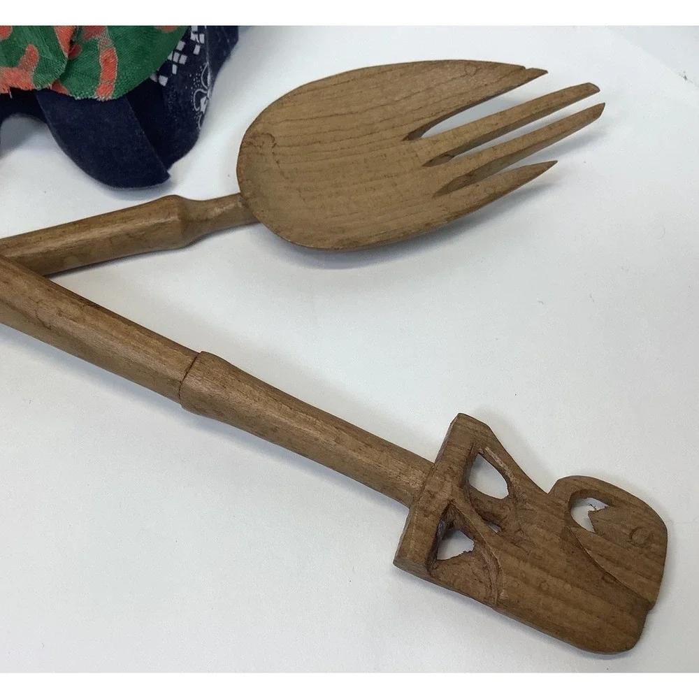 Swaziland Africa‎ Decor Mother & Child Sisal Doll + Tribal Salad Servers